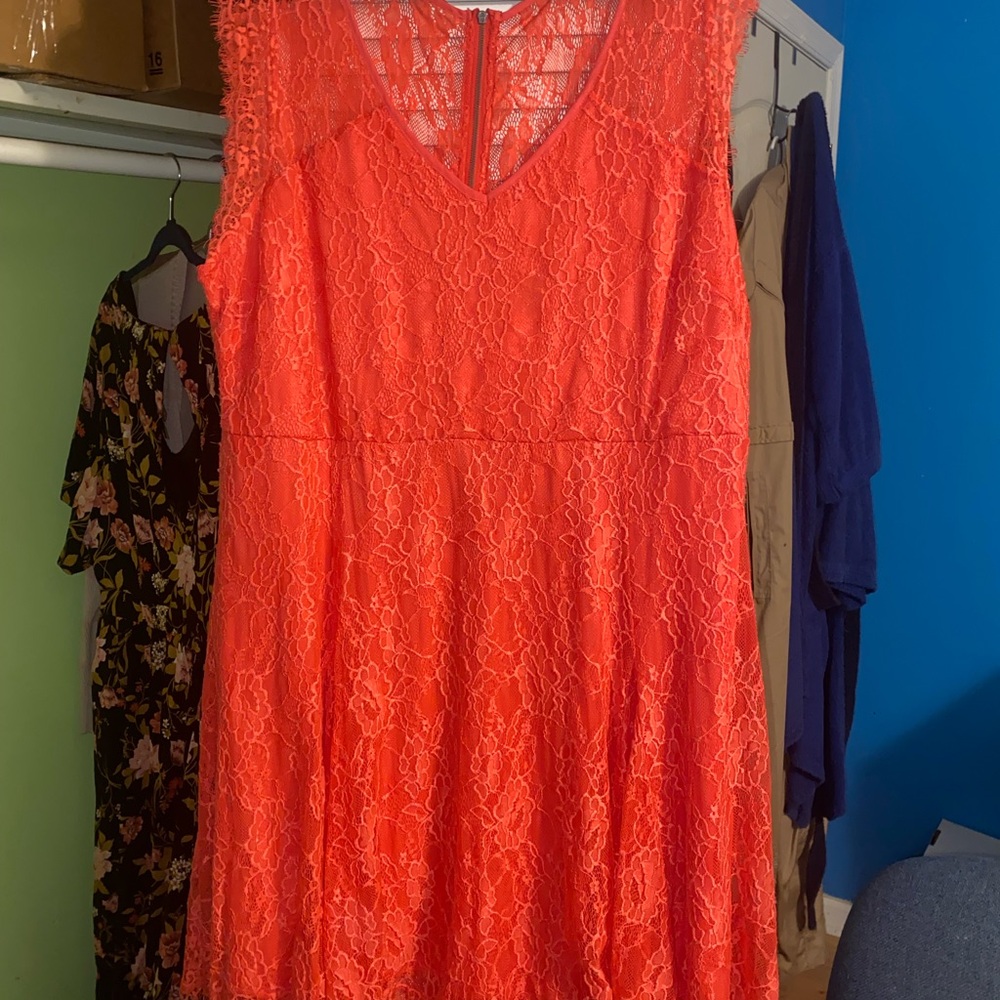 Torrid Vibrant Coral Lace Dress